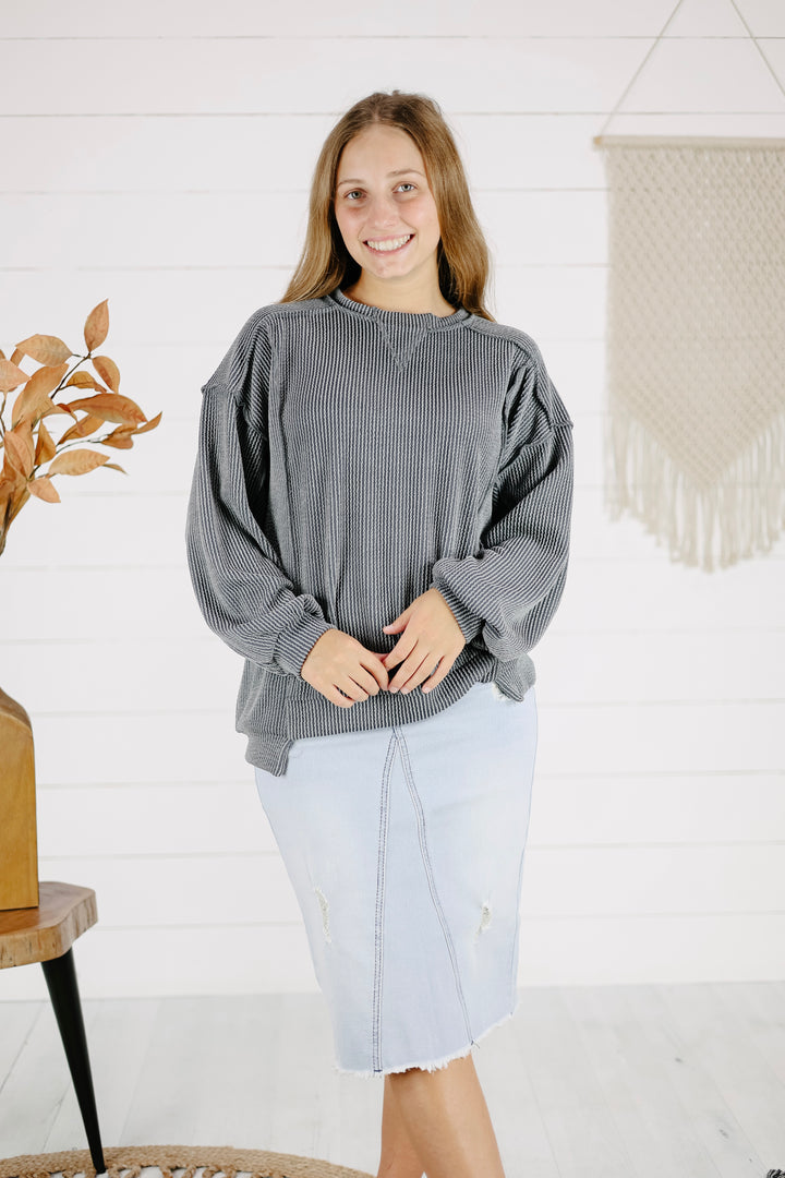 Kidman Top - Charcoal/Final Sale