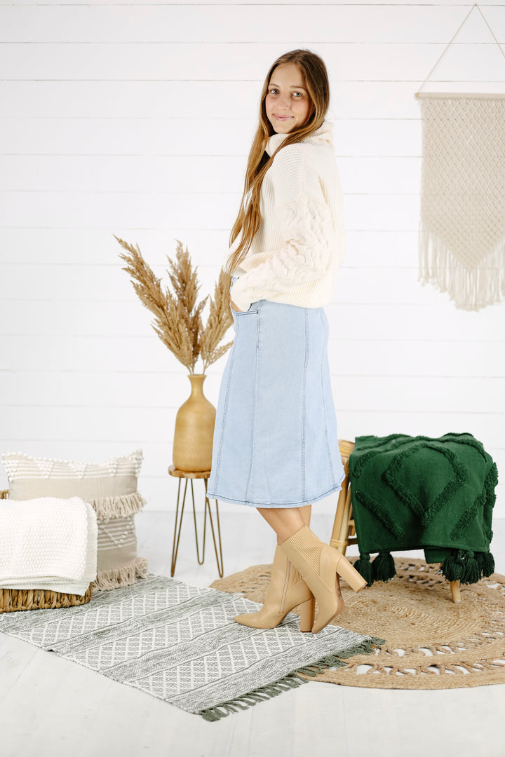 Maxwell Denim Skirt - Lt. Indigo/Final Sale