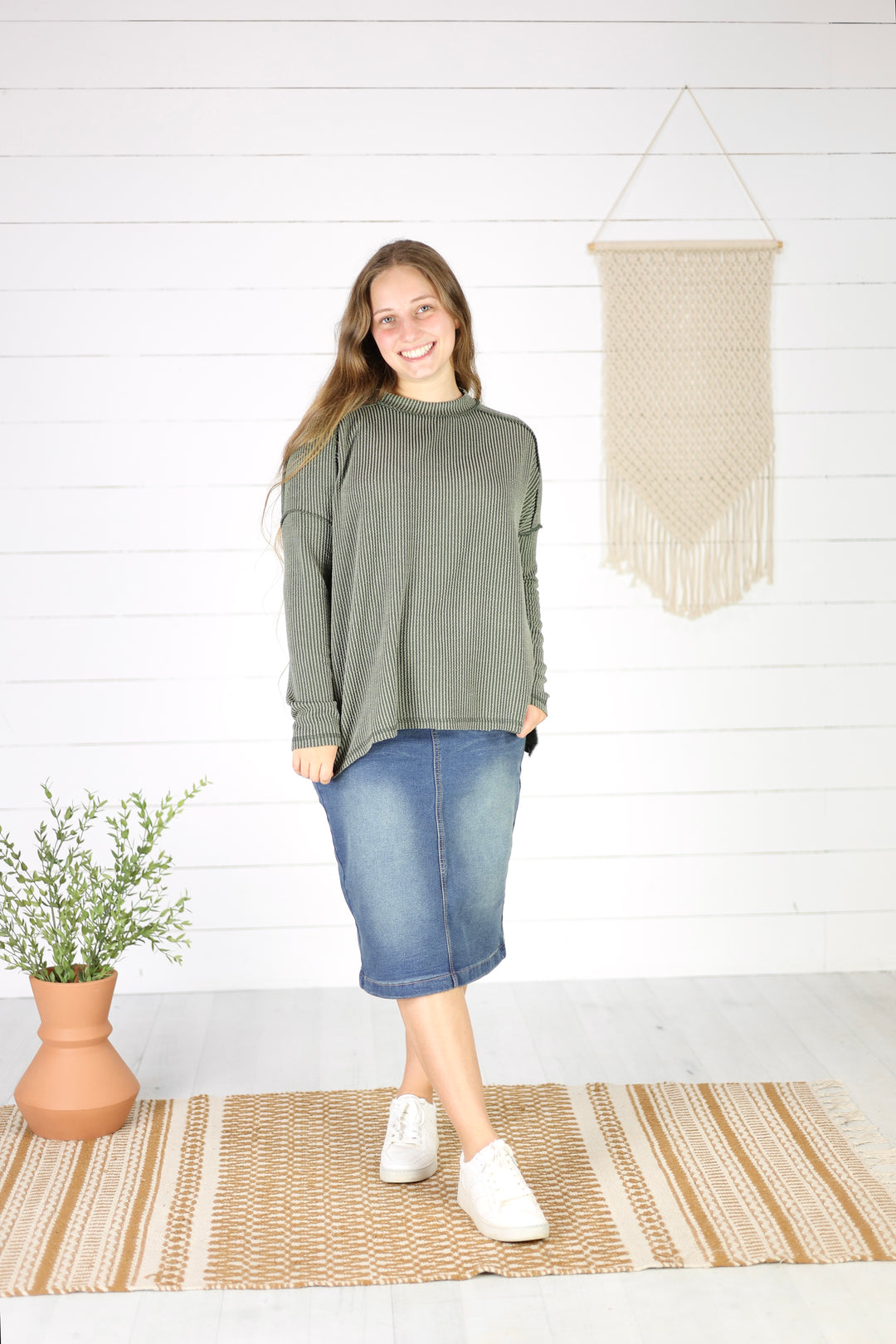 Baylor Top- Dk. Olive