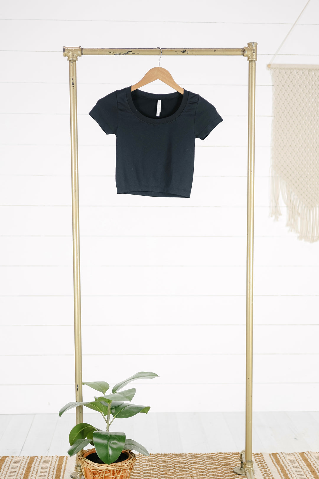 Seamless Layering Crop Top-Black