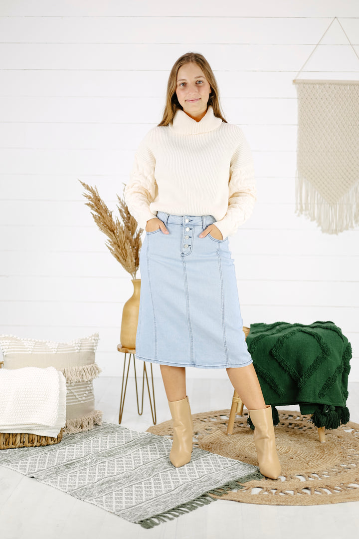 Maxwell Denim Skirt - Lt. Indigo/Final Sale