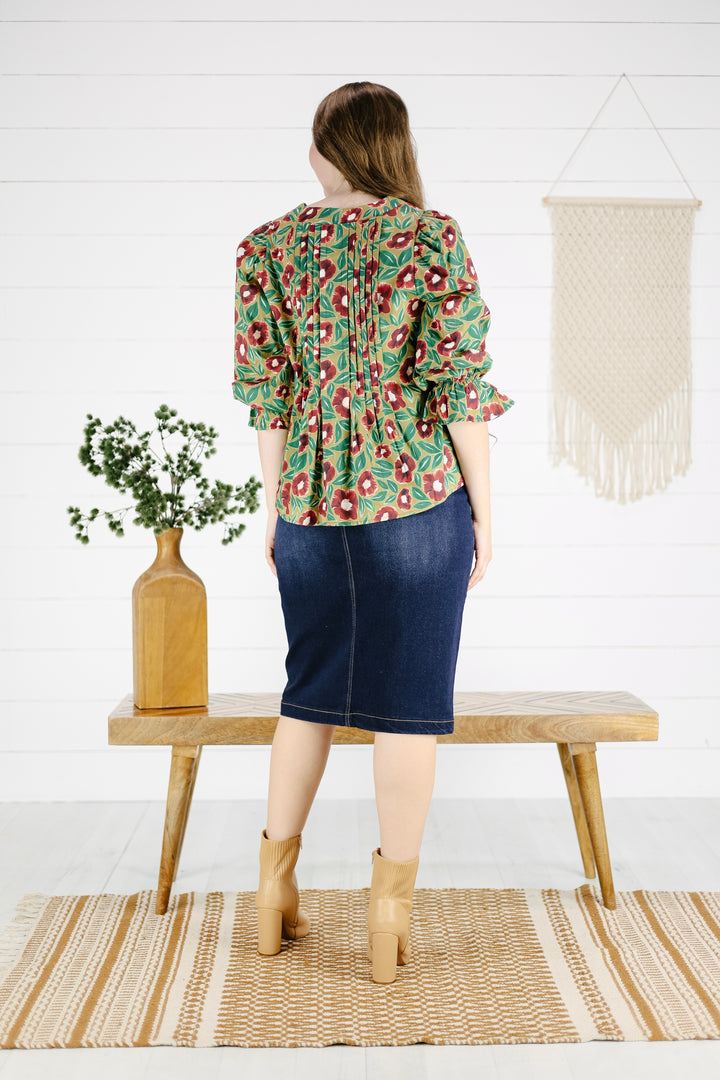Mackenzie Floral Top- Burgundy/Final Sale