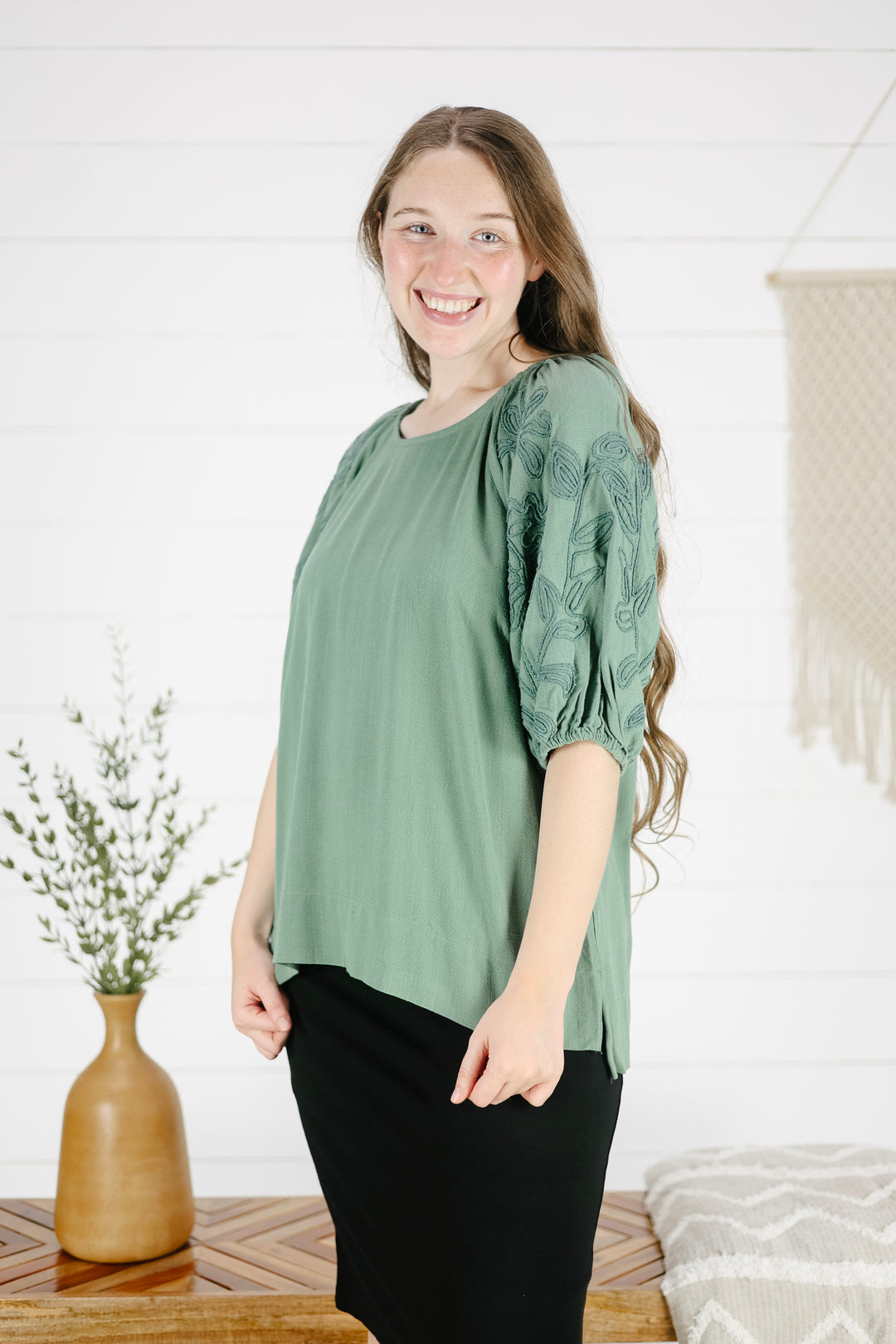 Chelsey Detail Top- Sage