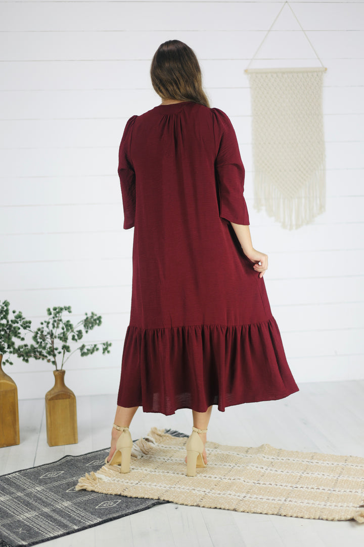 Heide Midi Dress- Burgundy