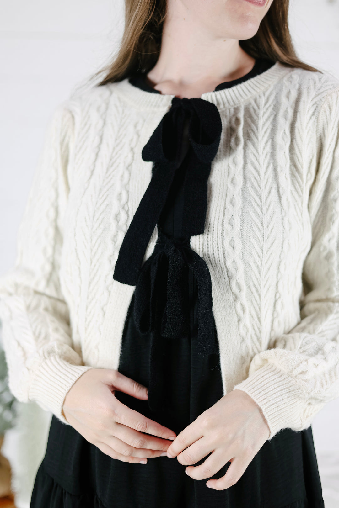 Georgianna Sweater Cardigan Top- Cream/Final Sale