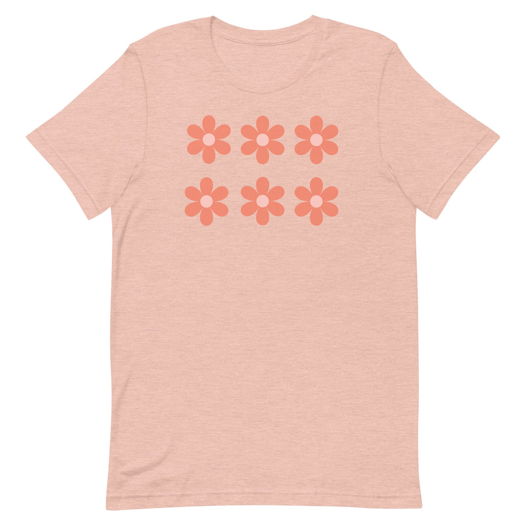 Quick Ship Flower T-Shirt- Heather Prism Peach