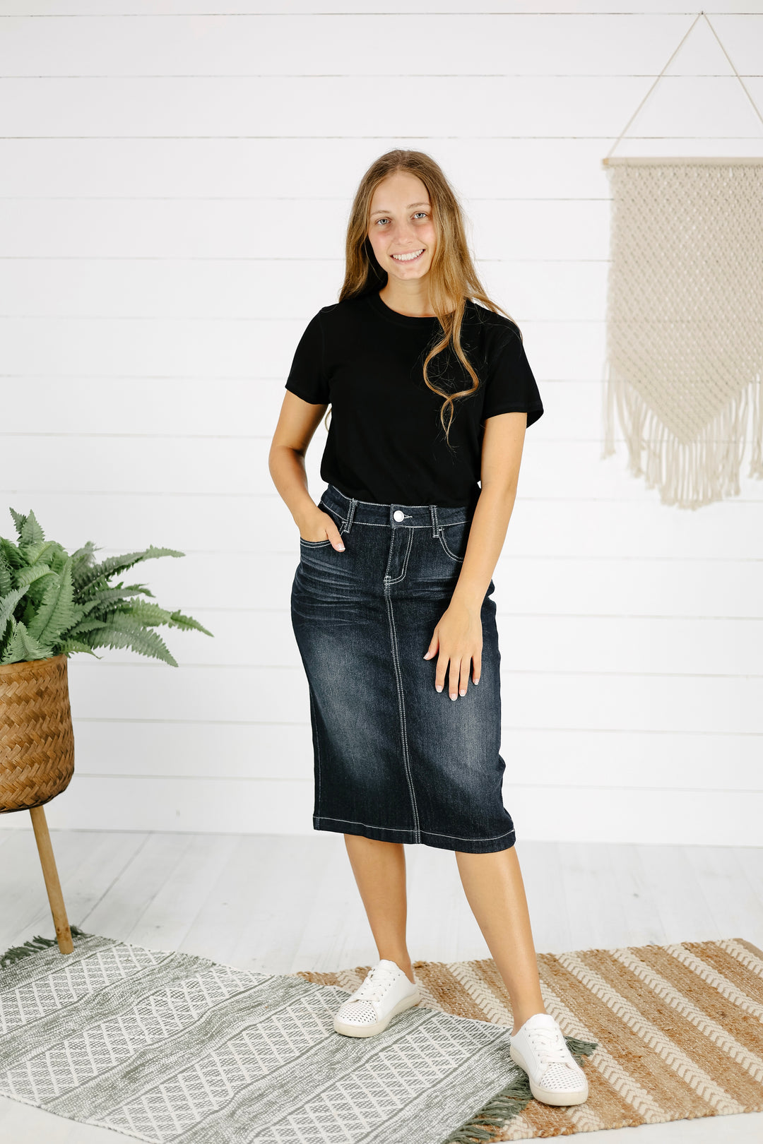 Benson Denim Skirt - Black Wash