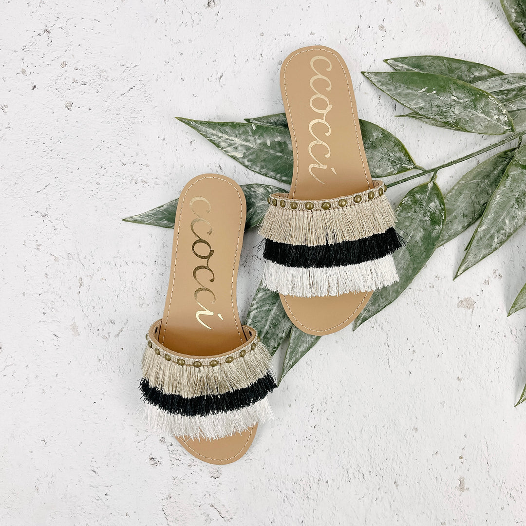 Ellison Fringe Sandals - Natural Multi