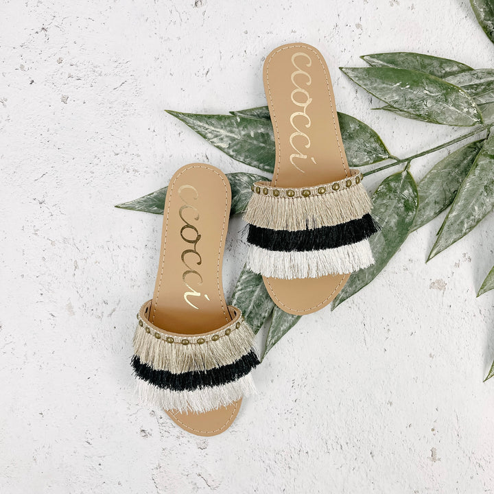 Ellison Fringe Sandals - Natural Multi