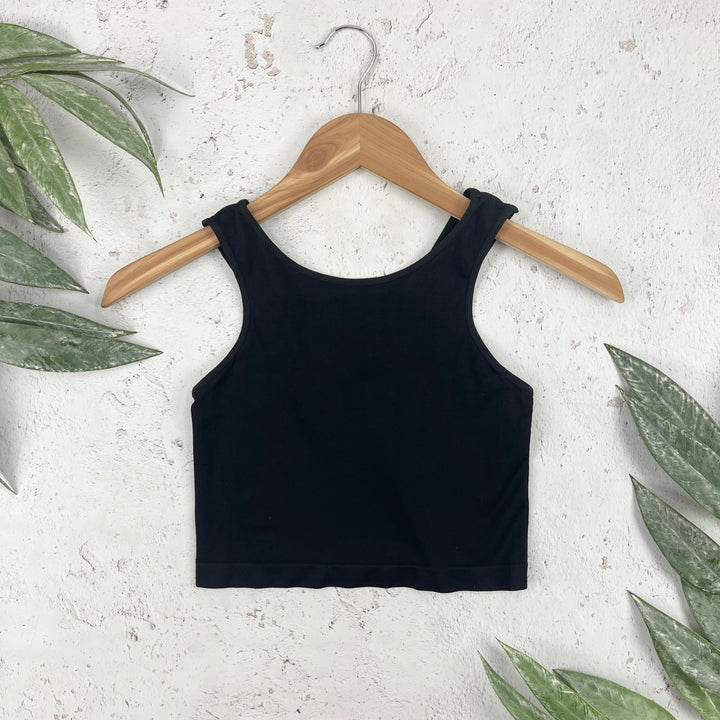 Scoop Neck Crop Top - Black