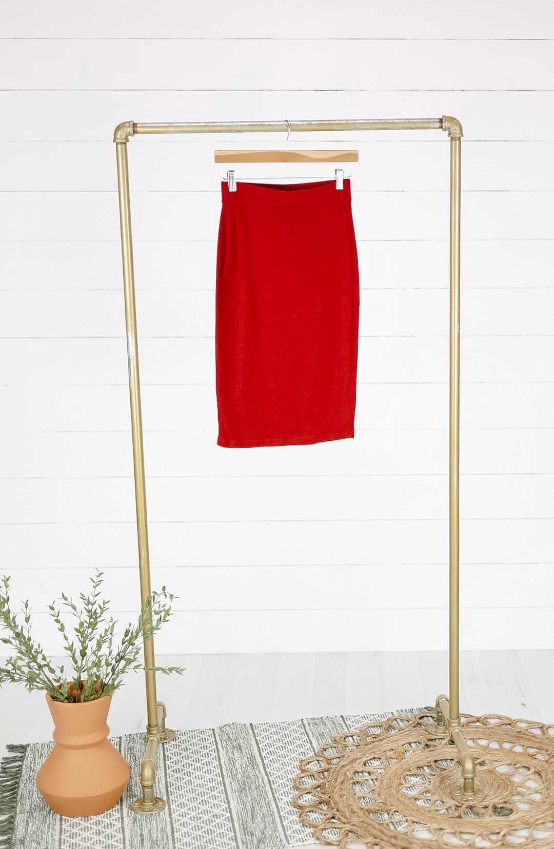 Charley Pencil Skirt - Copper Red