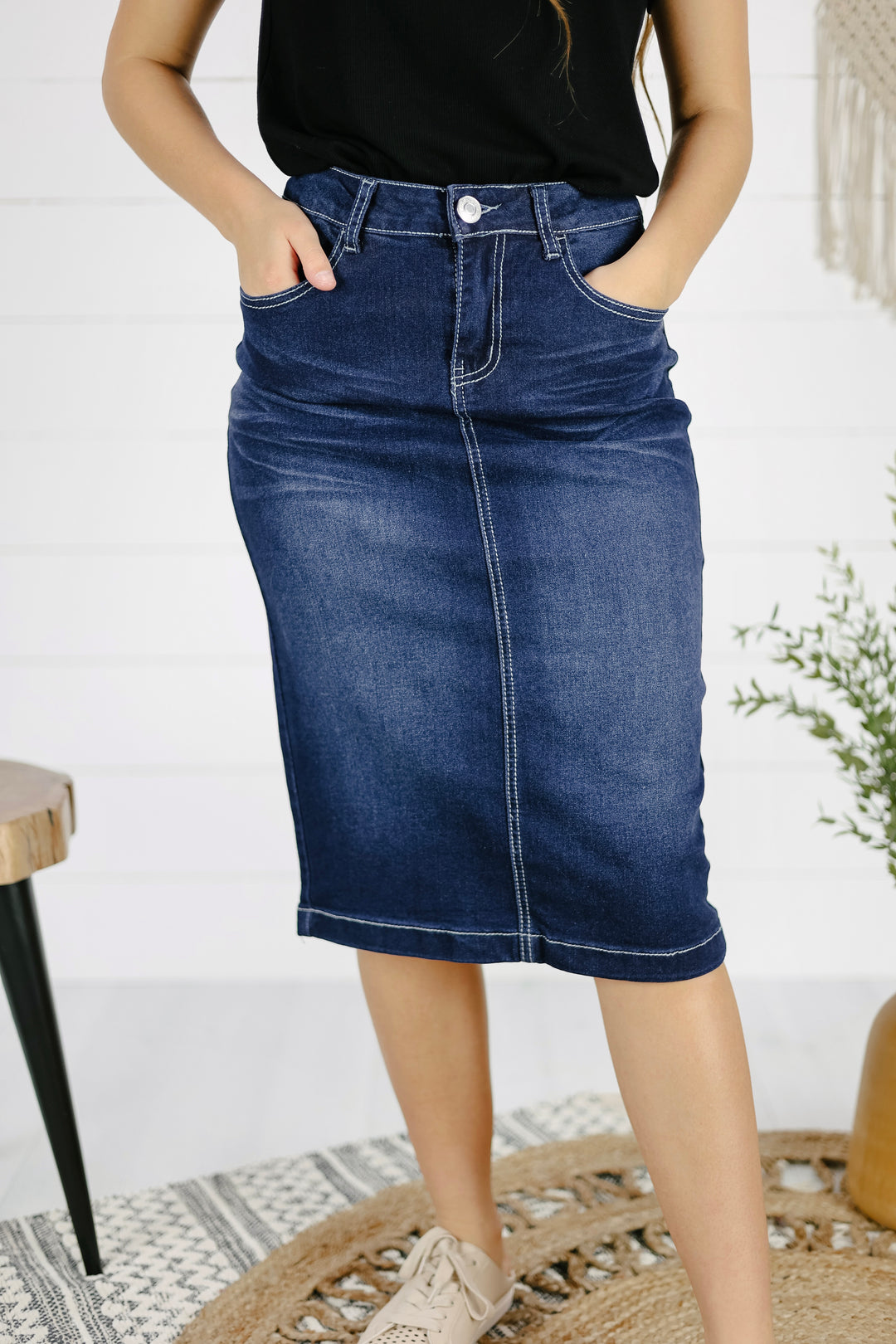 Benson Denim Skirt - Dk. Indigo