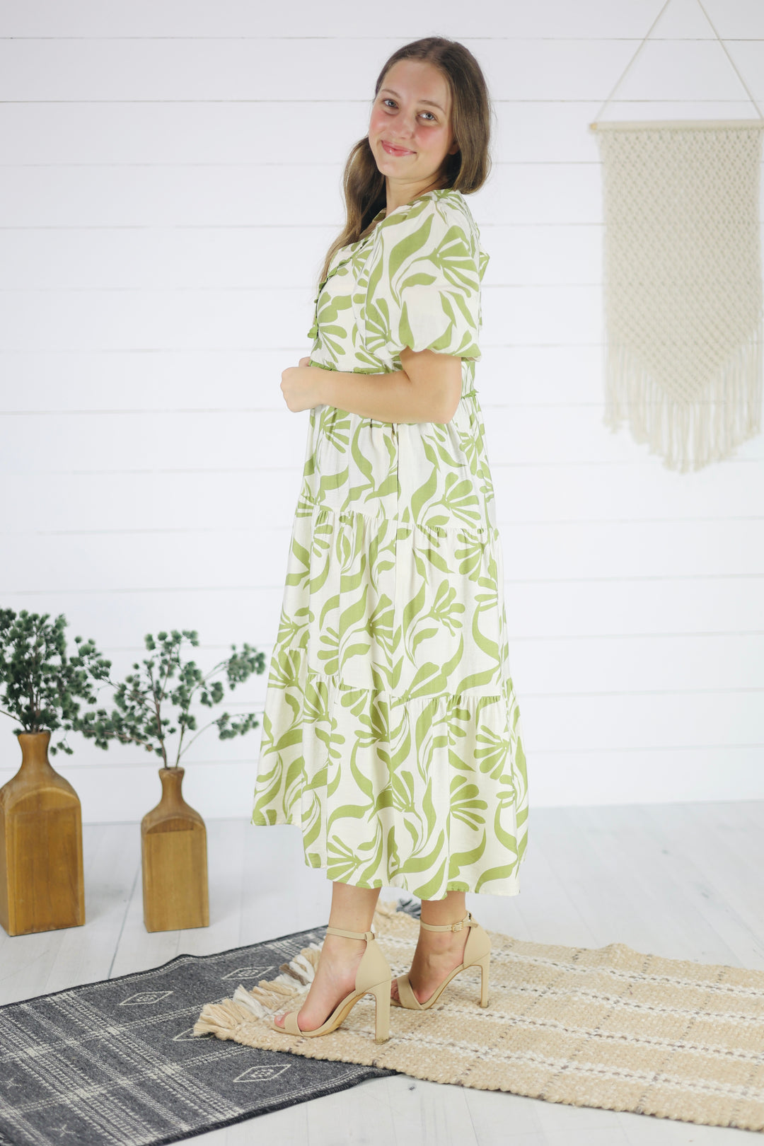 Lorena Print Dress-Sage