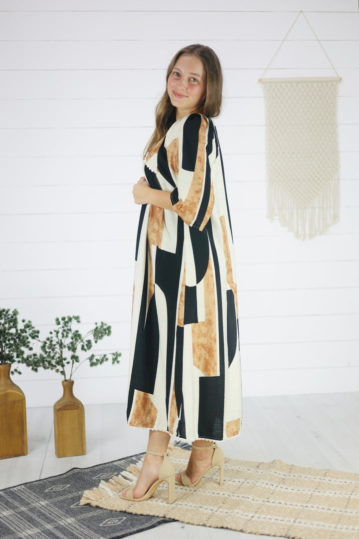 Carmen Abstract Dress- Black
