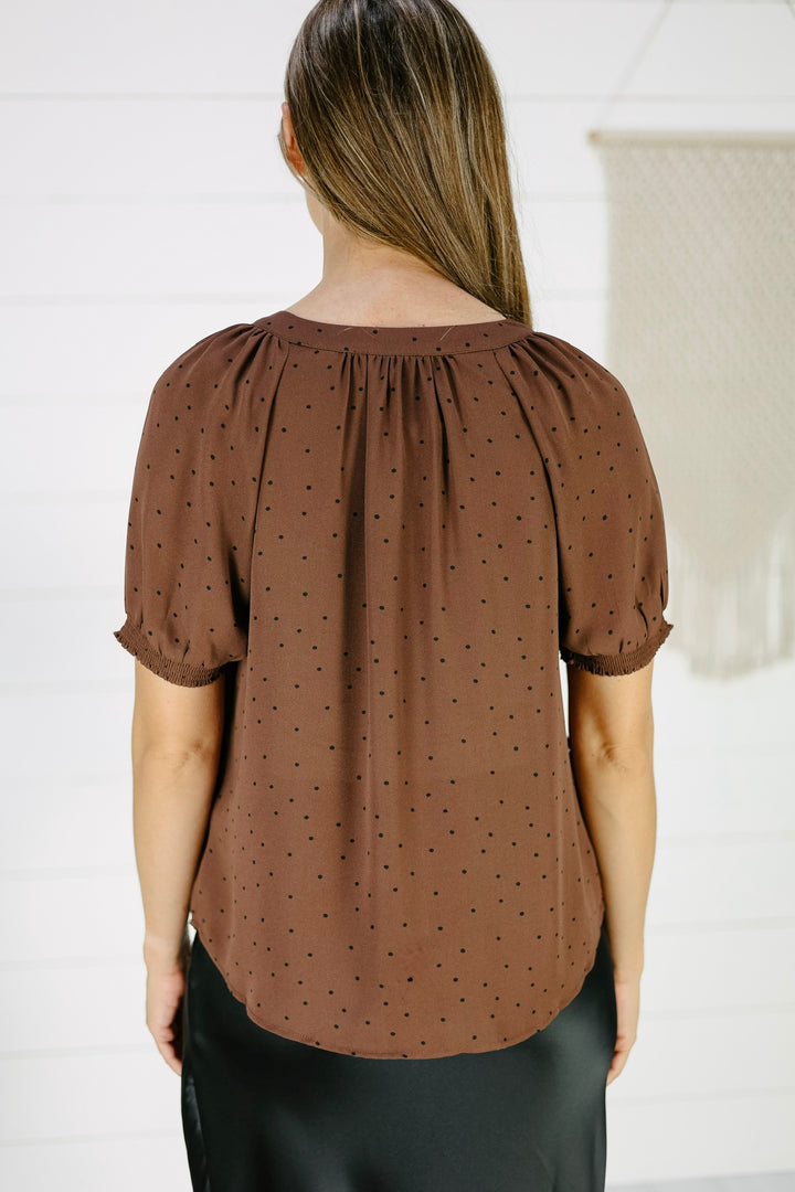 Leena Polka Dot Blouse- Brown