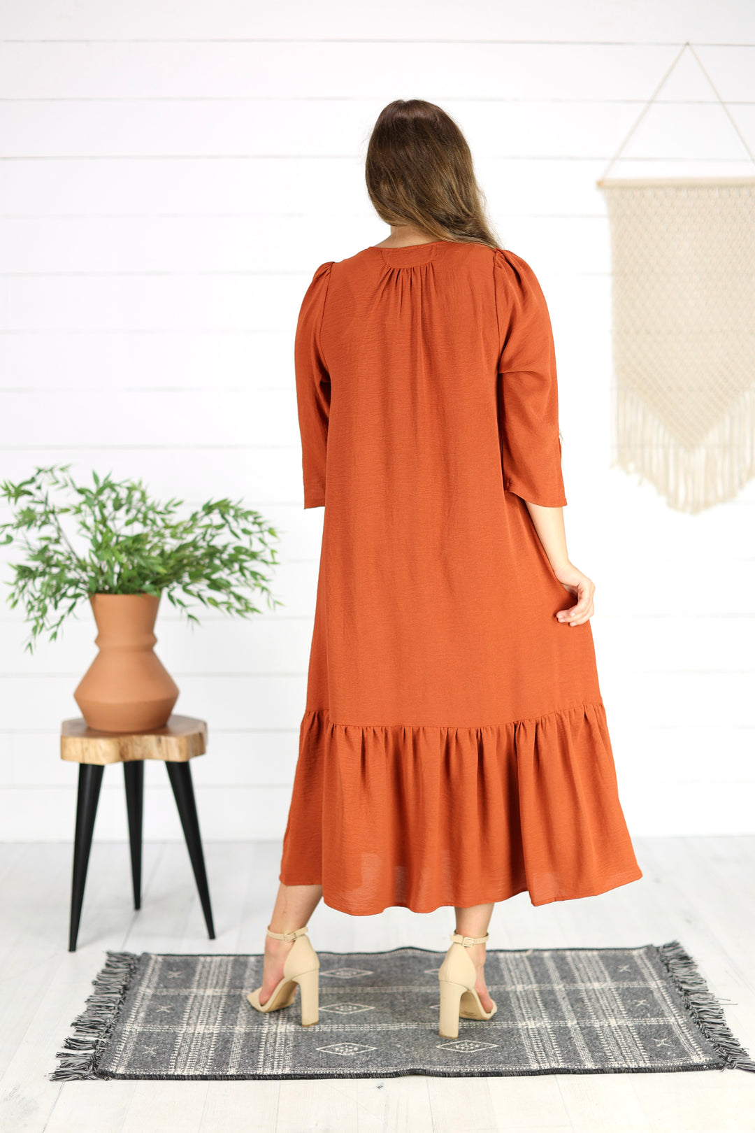 Heide Midi Dress- Caramel