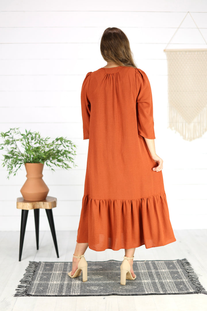 Heide Midi Dress- Caramel