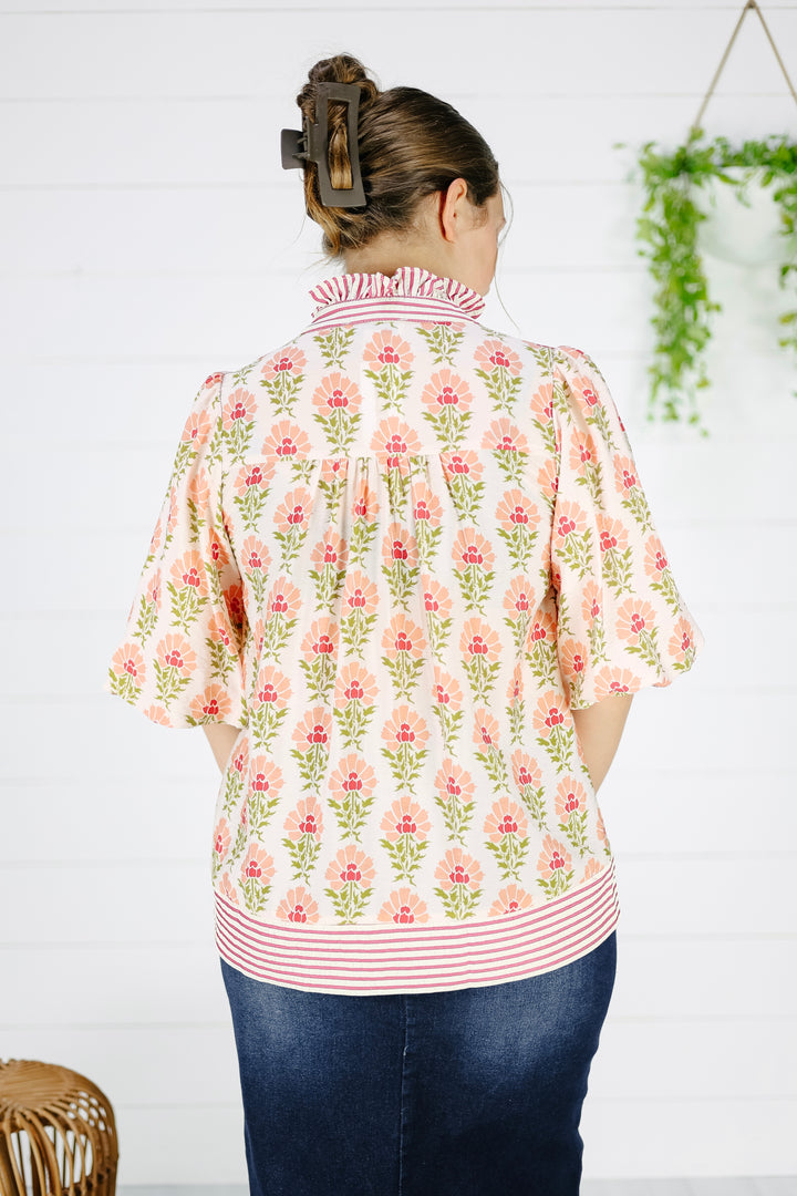 Cianna Print Top- Peach