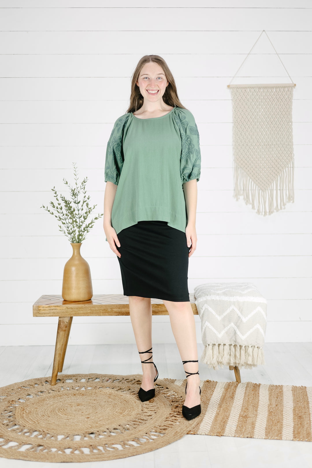 Chelsey Detail Top- Sage