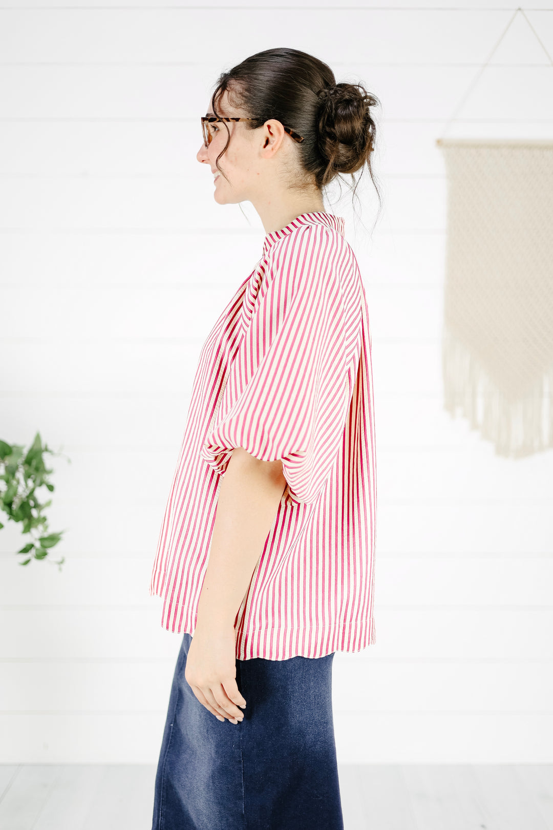 Marilyn Stripe Blouse - Pink