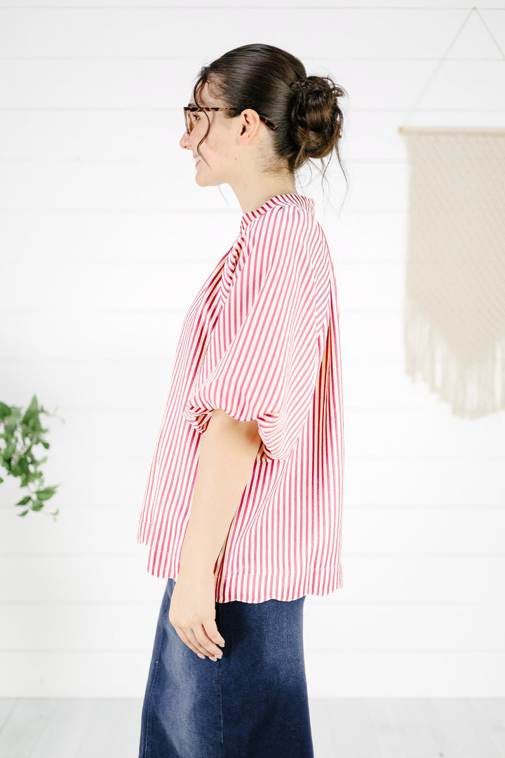 Marilyn Stripe Blouse - Pink
