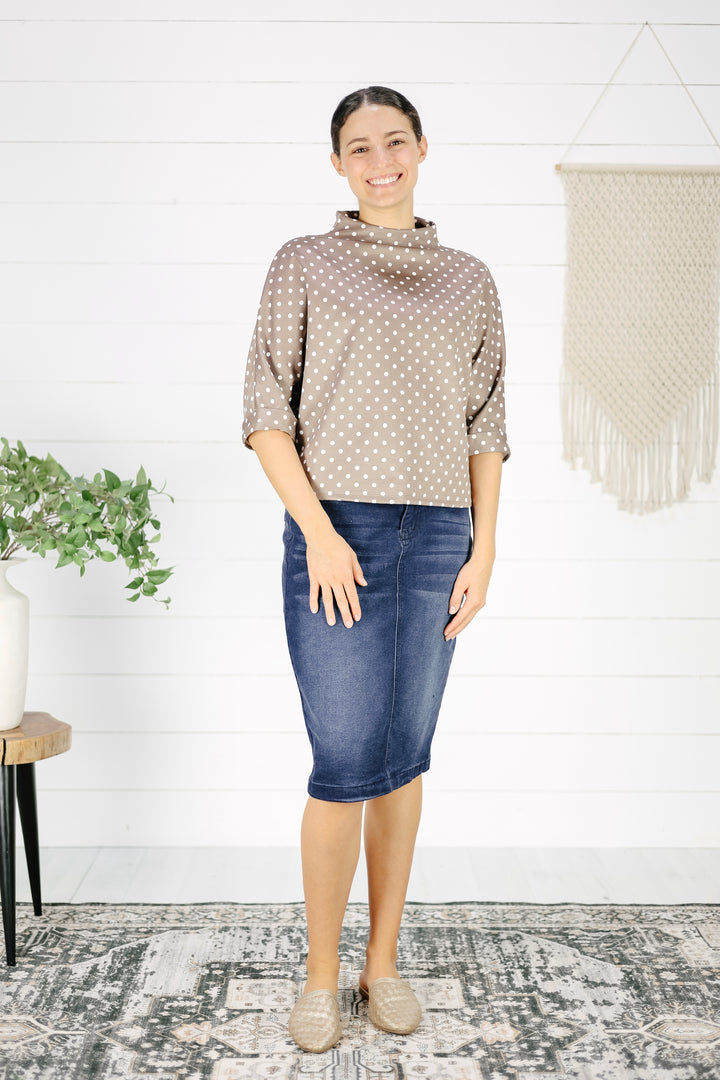 Delphi Polka Dot Top - Mocha