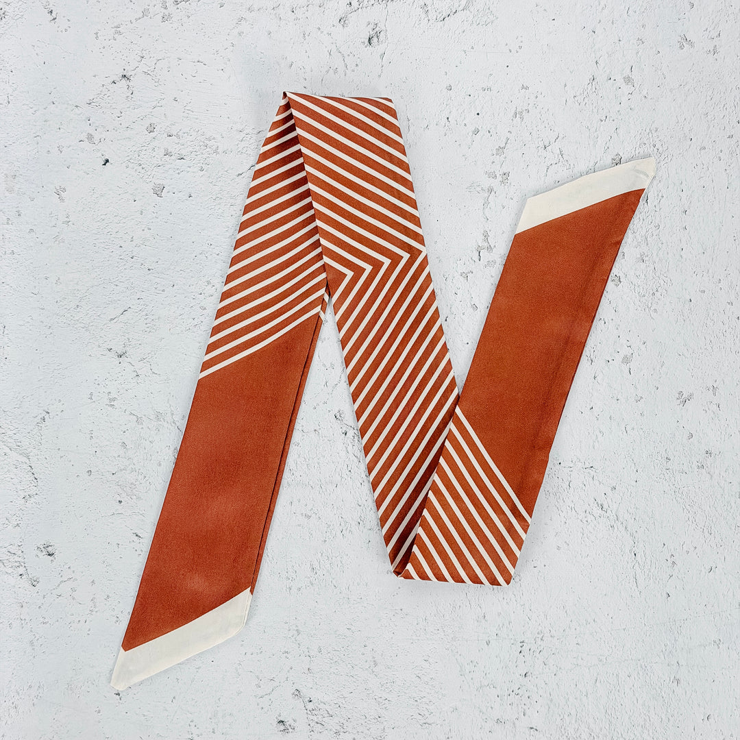 Ember Stripe Skinny Scarf- Orange