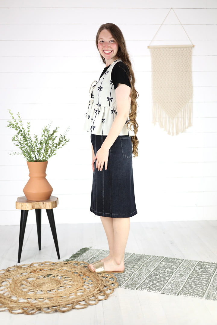 Farrah Bow Tie Vest- Ivory