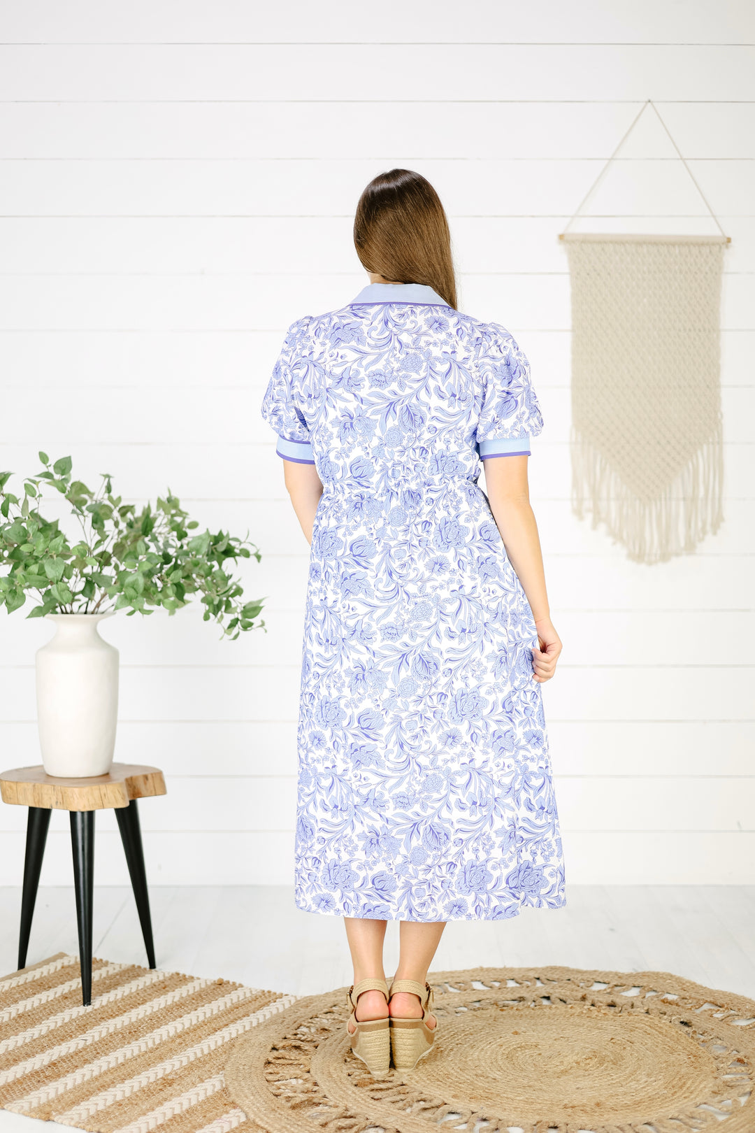 Ellian Floral Midi Dress- Blue
