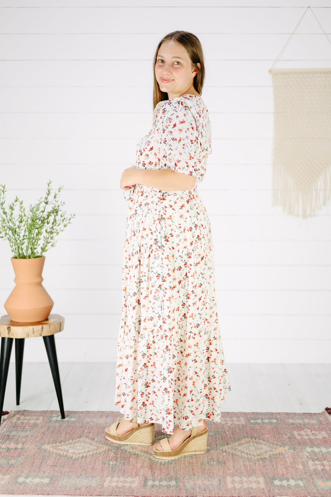 Florence Floral Midi Dress- Orange