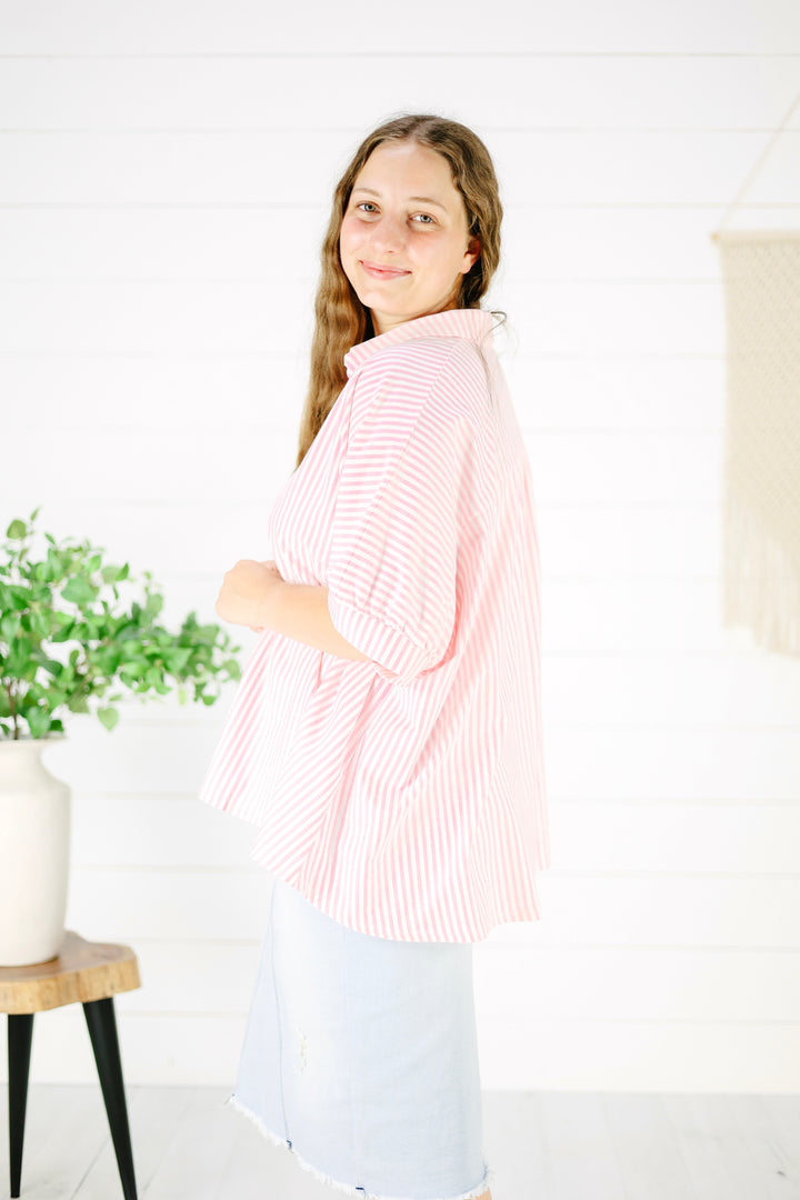 Constance Stripe Top-Pink