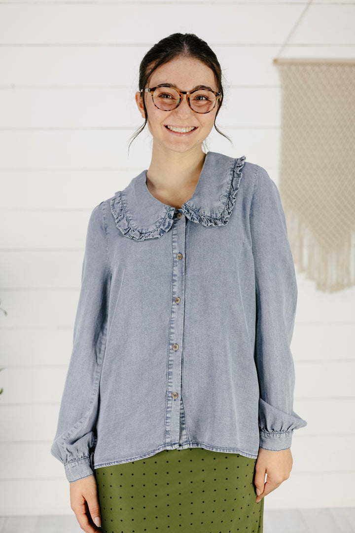 Jeni Chambray Blouse - Light Denim