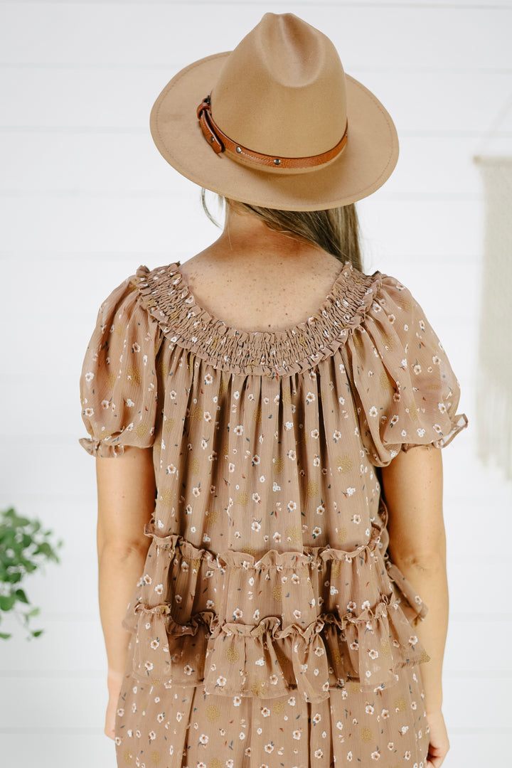 Madilee Floral Blouse- Mocha