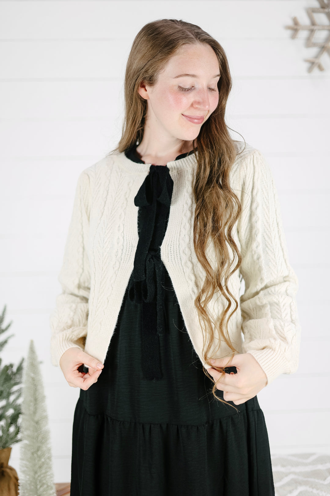 Georgianna Sweater Cardigan Top- Cream/Final Sale