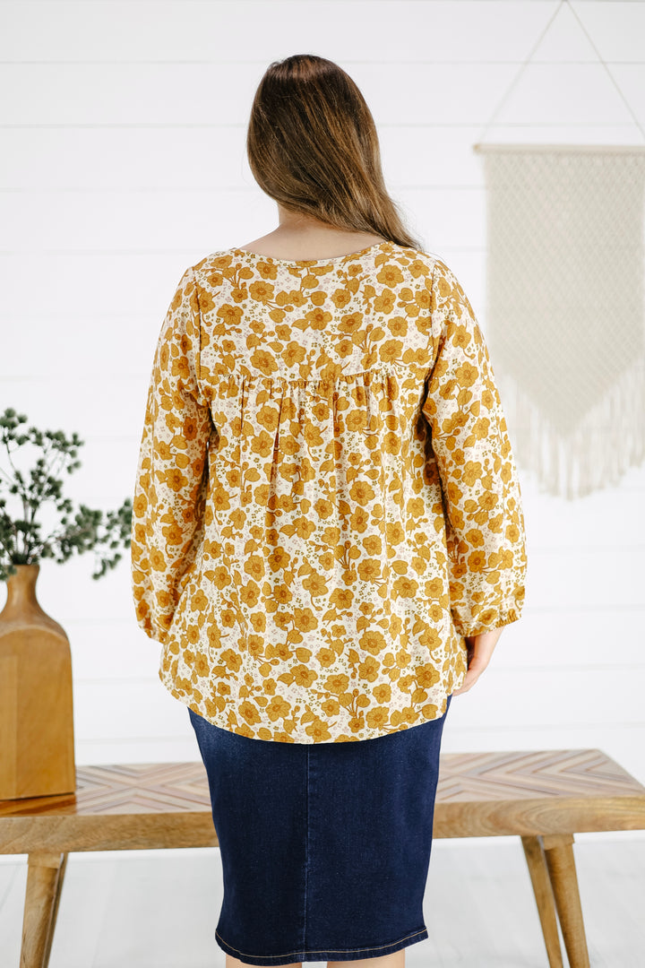 Mallorie Floral Top-Cream