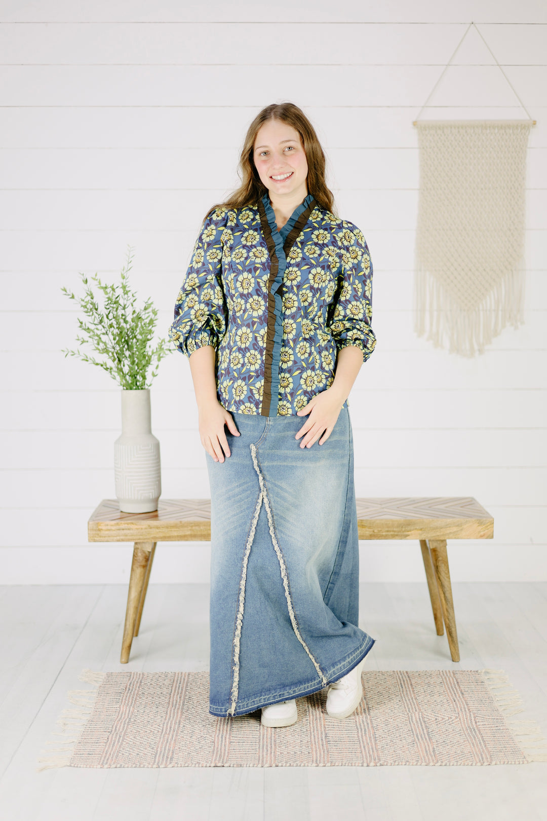 Marlee Floral top- Navy