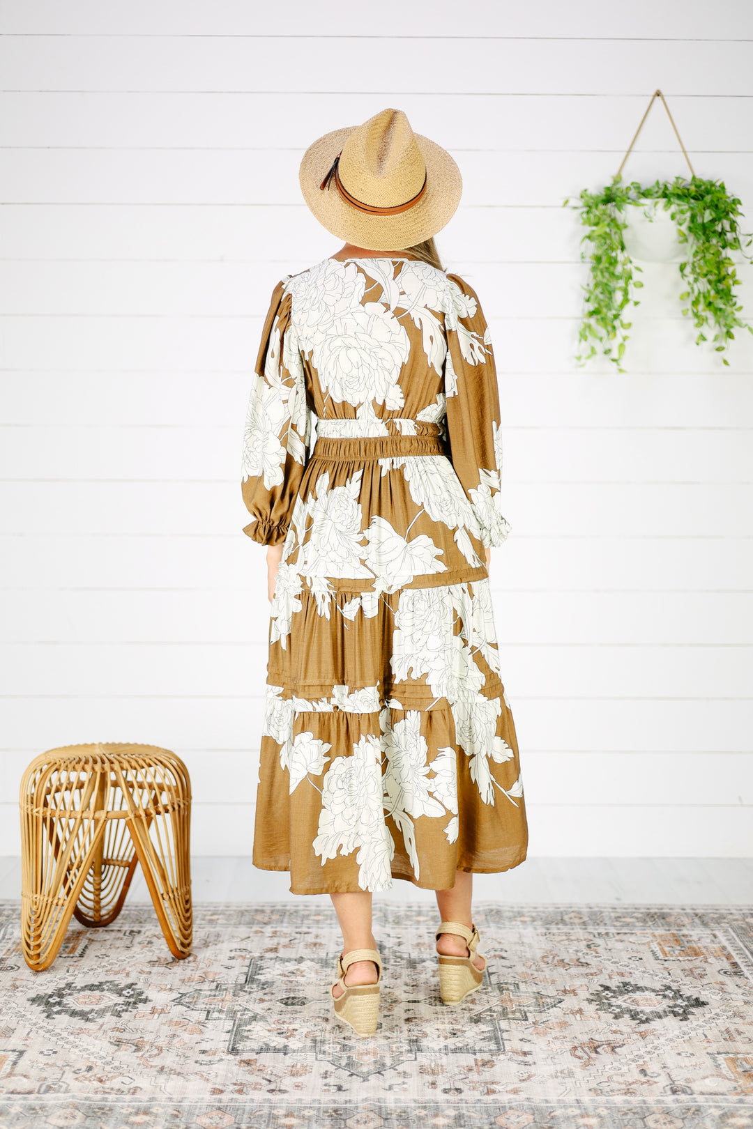 Emery Floral Tiered Dress- Mocha
