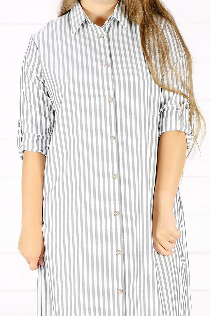 Byron Stripe Shirttail Maxi Dress- Black