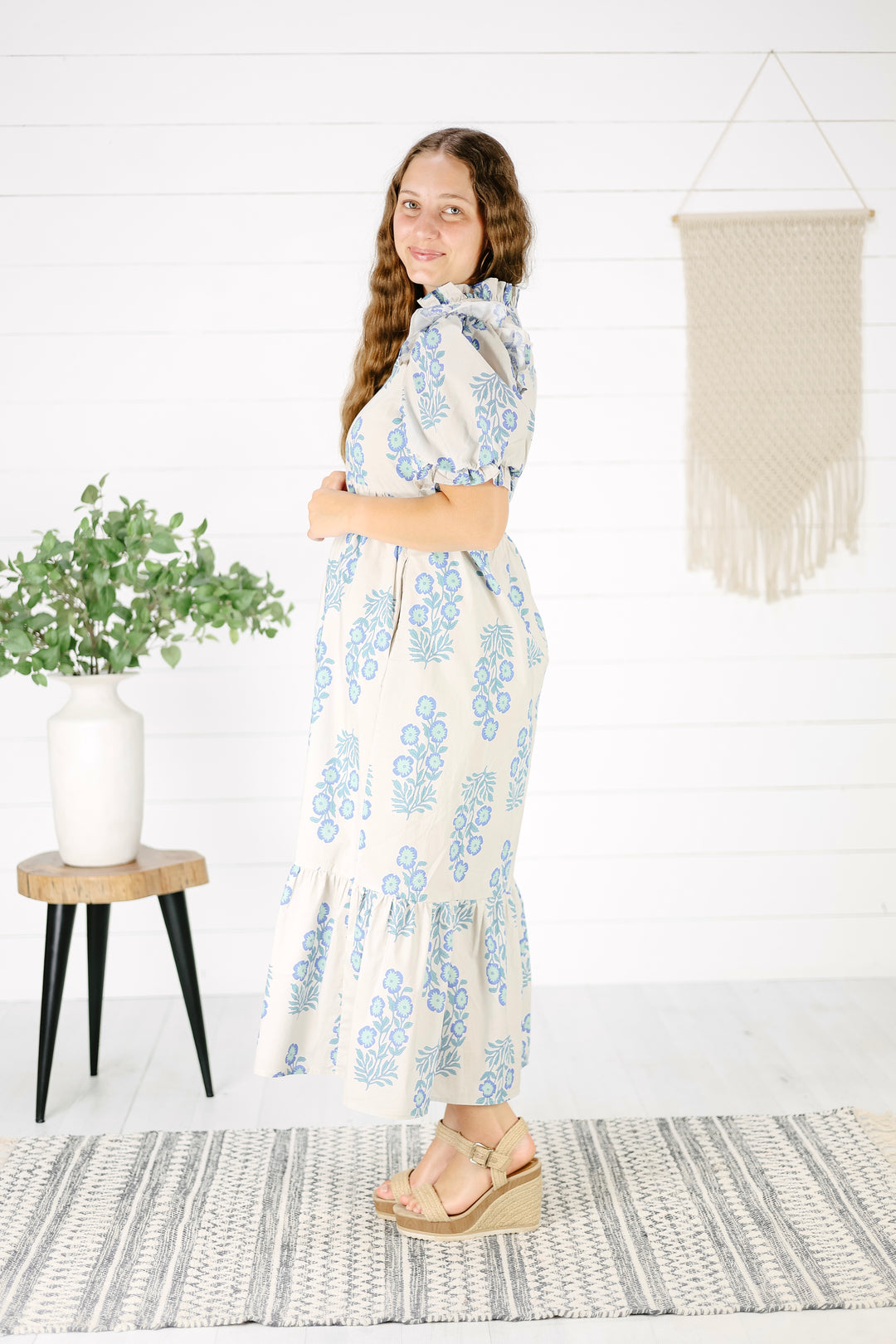 Jessica Floral Midi Dress- Blue