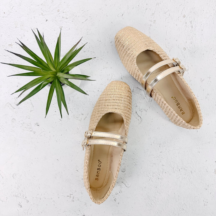 Novali Woven Flats- Gold