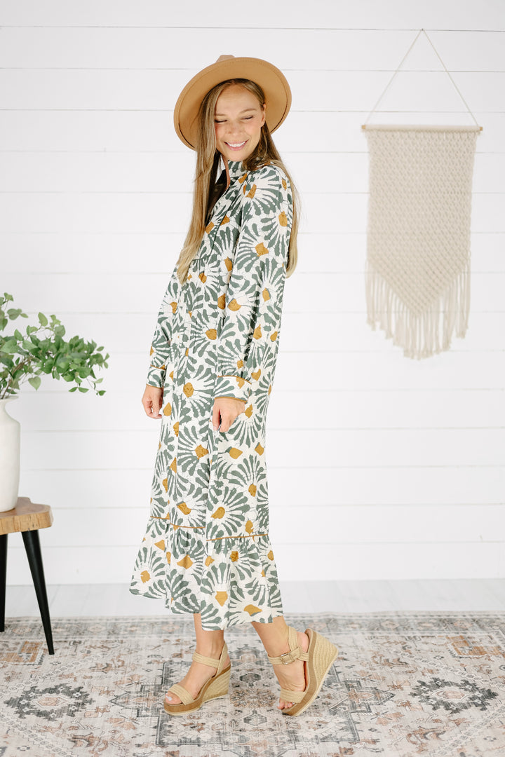 Marsha Print Maxi Dress- Olive