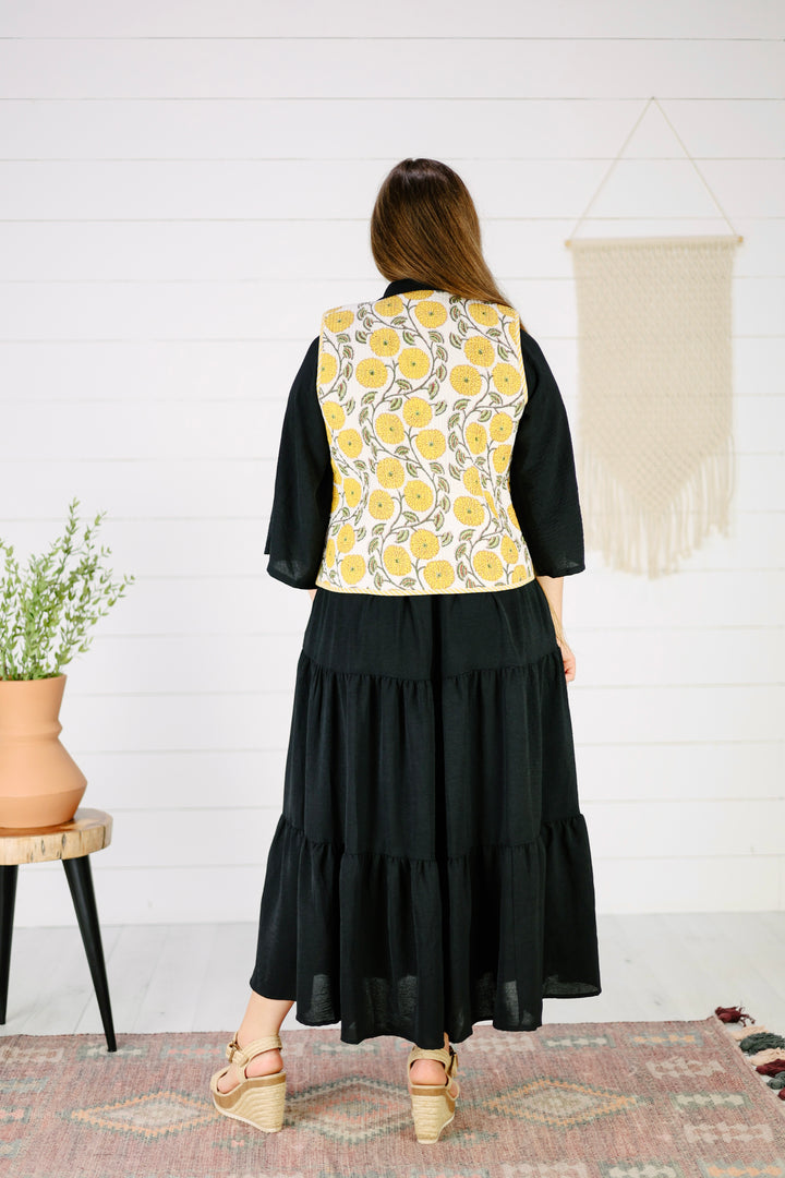 Tildie Floral Vest-Yellow