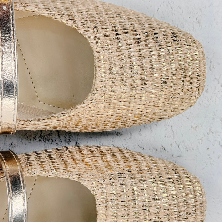 Novali Woven Flats- Gold