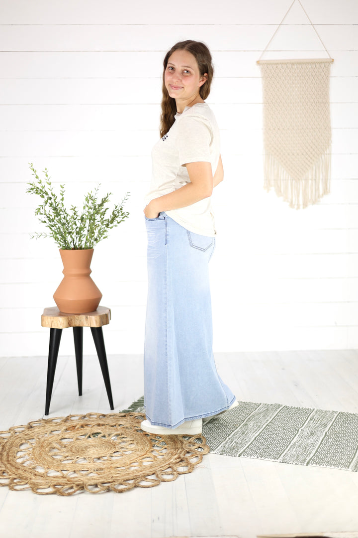 Cassidy Maxi Denim Skirt- Lt. Indigo