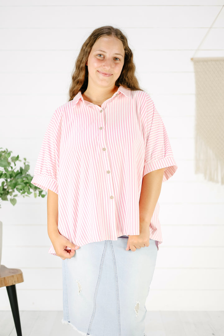 Constance Stripe Top-Pink
