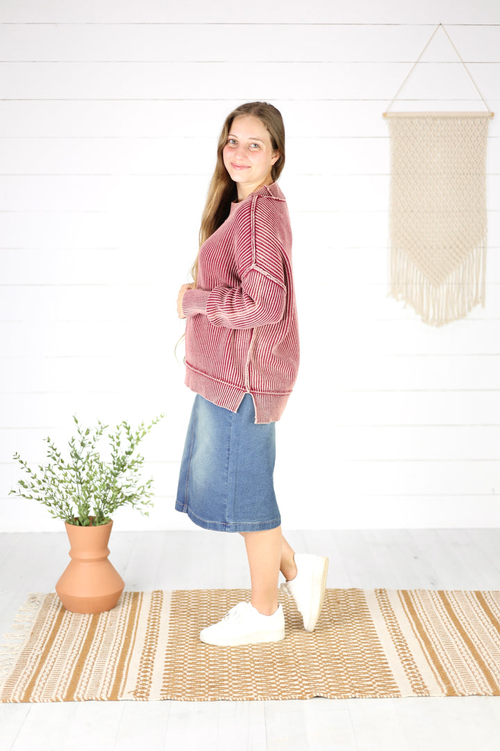 Kanyon Knit Sweater- Cabernet