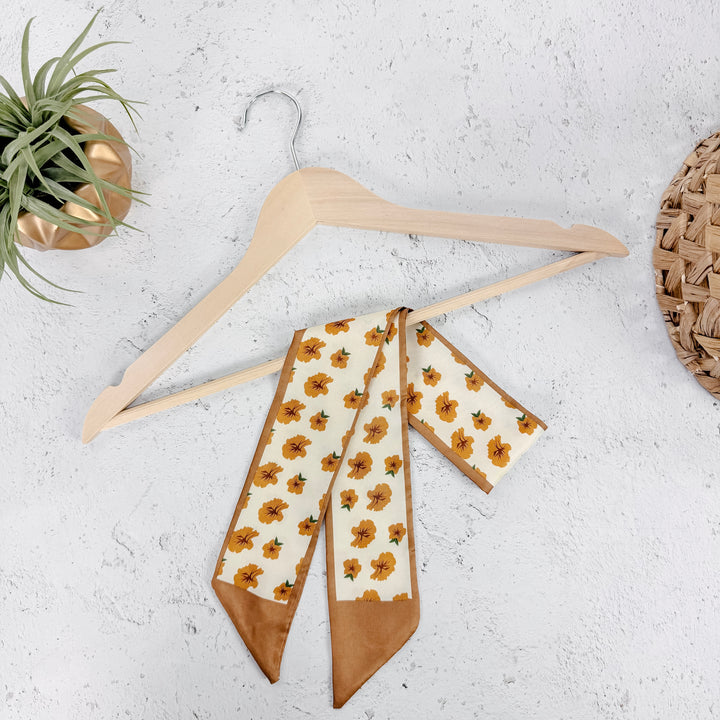 Poppy Floral Skinny Scarf-Orange
