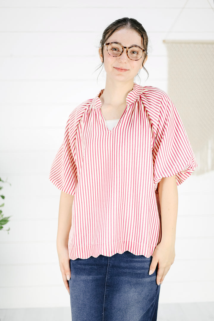 Marilyn Stripe Blouse - Pink