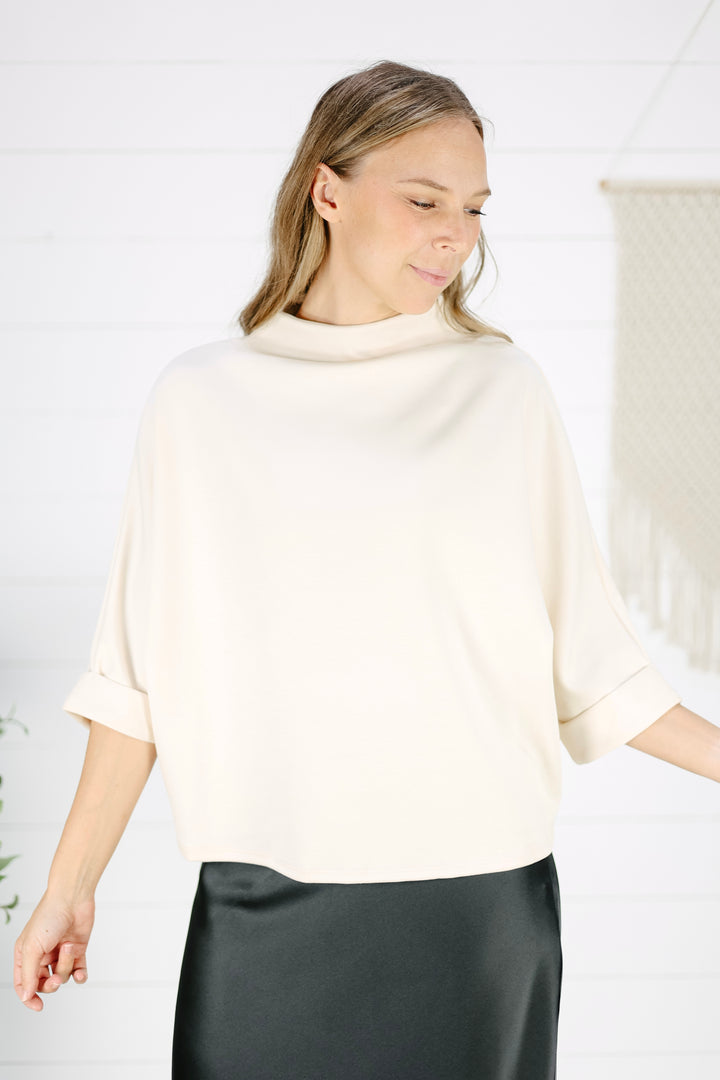 Shay Mock Neck Top - Ivory