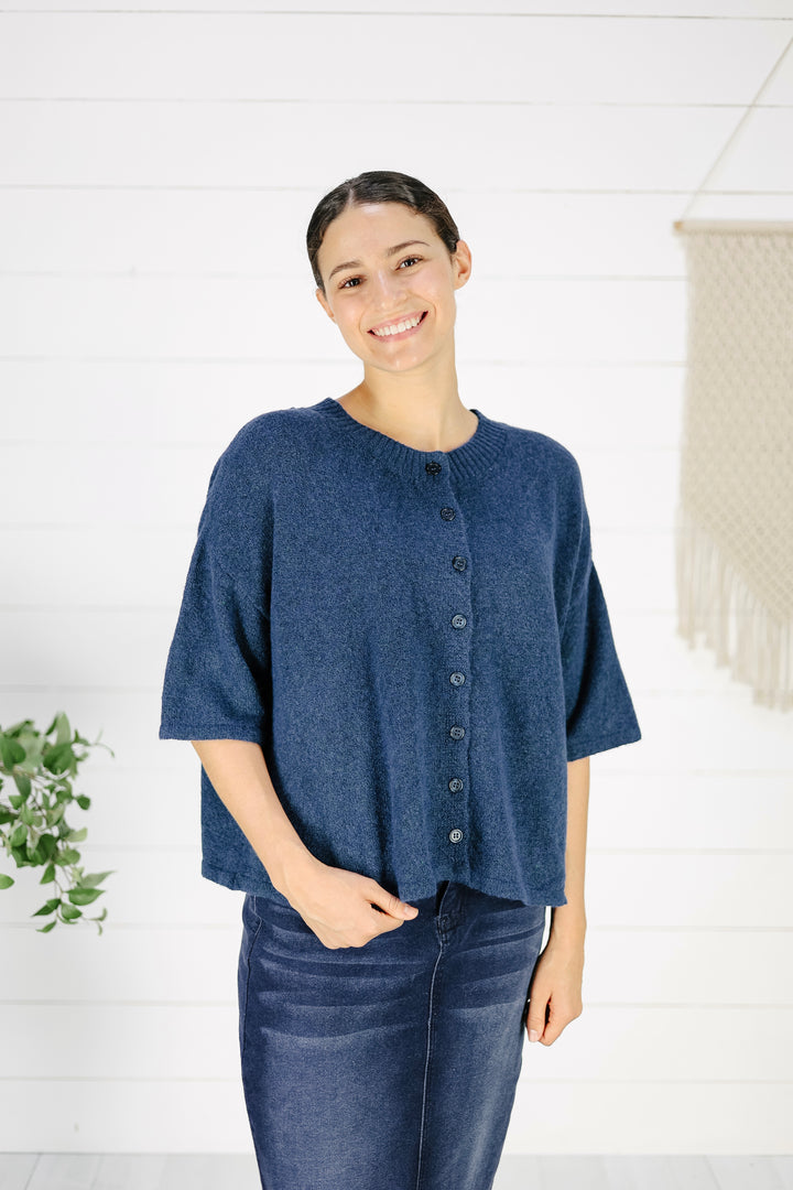 Alex Button Down Sweater - Navy